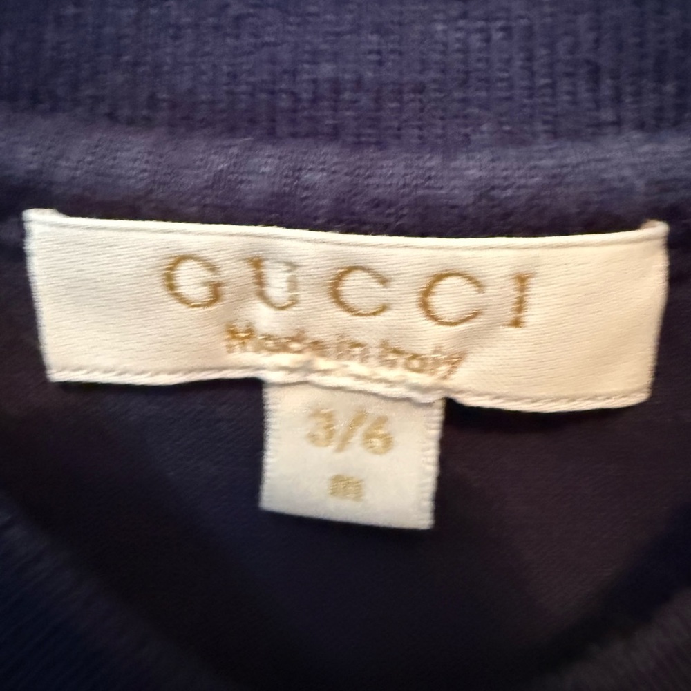 Gucci Kids Navy Blue T-Shirt with Red and White Stripes - Picture 3 of 4